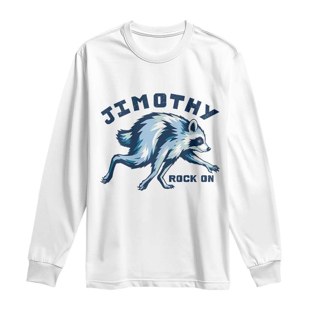 Rock On Jimothy the Raccoon Blue Graphic Long Sleeve Shirt Vintage Viral Seattle Trash Panda