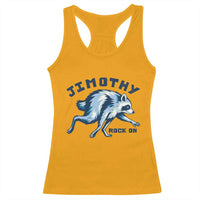 Rock On Jimothy the Raccoon Blue Graphic Racerback Tank Top Vintage Viral Seattle Trash Panda