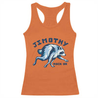 Rock On Jimothy the Raccoon Blue Graphic Racerback Tank Top Vintage Viral Seattle Trash Panda
