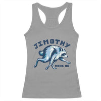 Rock On Jimothy the Raccoon Blue Graphic Racerback Tank Top Vintage Viral Seattle Trash Panda