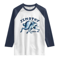 Rock On Jimothy the Raccoon Blue Graphic Raglan Shirt Vintage Viral Seattle Trash Panda