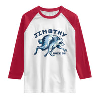 Rock On Jimothy the Raccoon Blue Graphic Raglan Shirt Vintage Viral Seattle Trash Panda