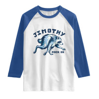 Rock On Jimothy the Raccoon Blue Graphic Raglan Shirt Vintage Viral Seattle Trash Panda