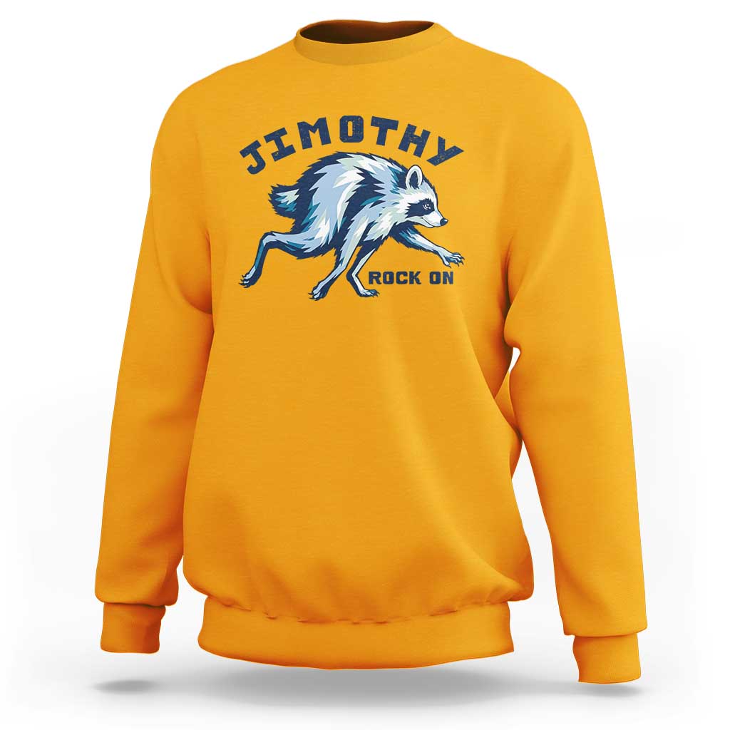 Rock On Jimothy the Raccoon Blue Graphic Sweatshirt Vintage Viral Seattle Trash Panda