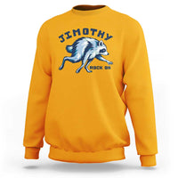 Rock On Jimothy the Raccoon Blue Graphic Sweatshirt Vintage Viral Seattle Trash Panda