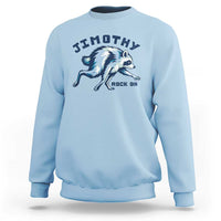 Rock On Jimothy the Raccoon Blue Graphic Sweatshirt Vintage Viral Seattle Trash Panda