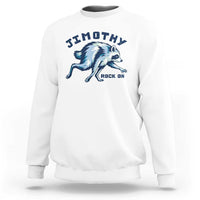 Rock On Jimothy the Raccoon Blue Graphic Sweatshirt Vintage Viral Seattle Trash Panda