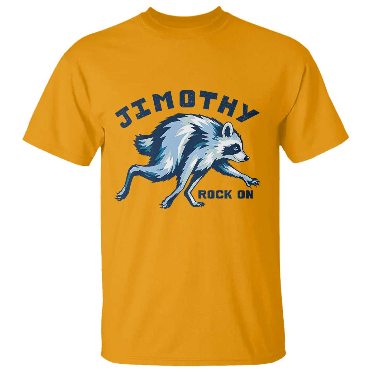 Rock On Jimothy the Raccoon Blue Graphic T Shirt Vintage Viral Seattle Trash Panda