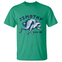 Rock On Jimothy the Raccoon Blue Graphic T Shirt Vintage Viral Seattle Trash Panda
