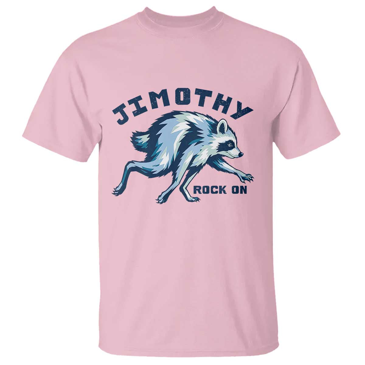Rock On Jimothy the Raccoon Blue Graphic T Shirt Vintage Viral Seattle Trash Panda