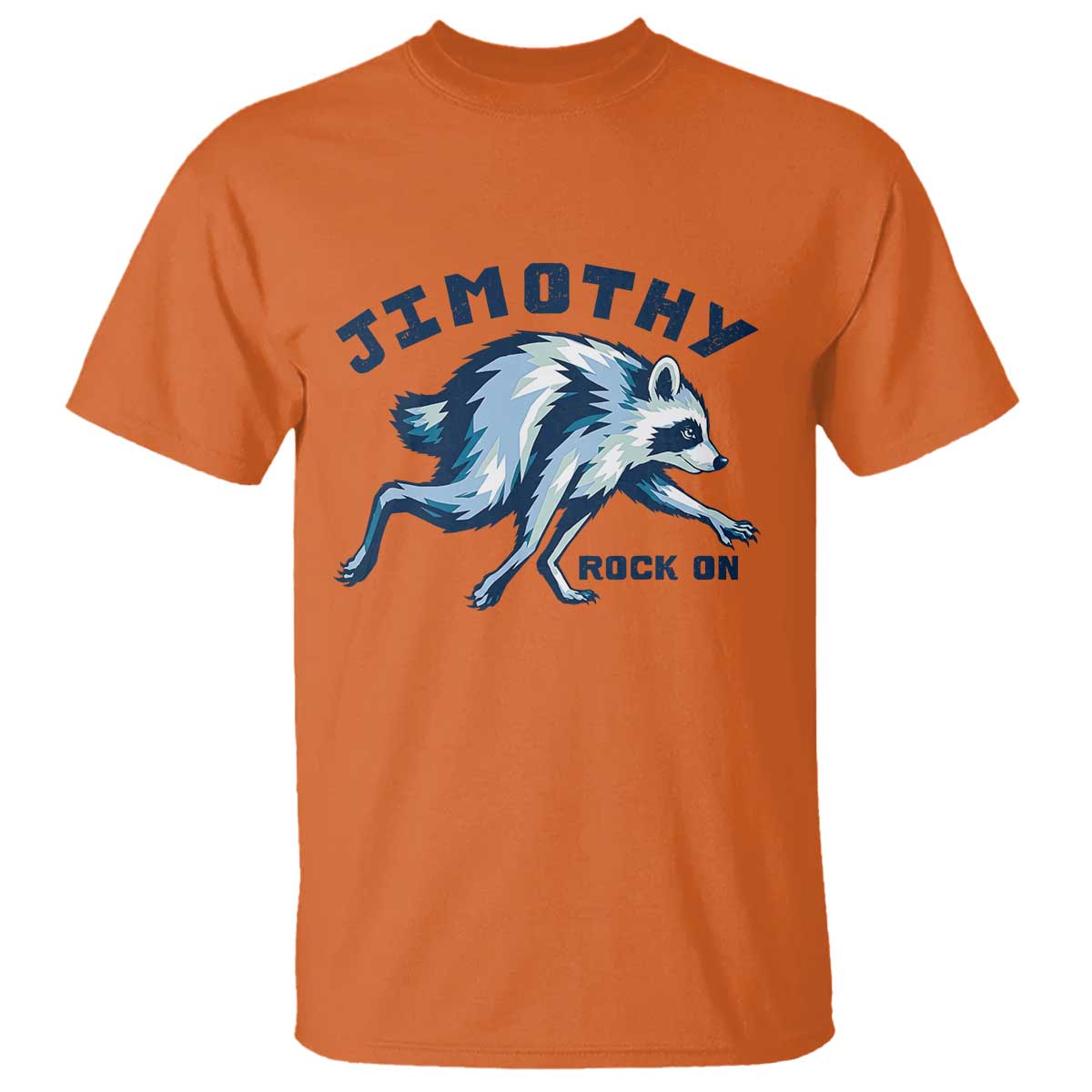 Rock On Jimothy the Raccoon Blue Graphic T Shirt Vintage Viral Seattle Trash Panda