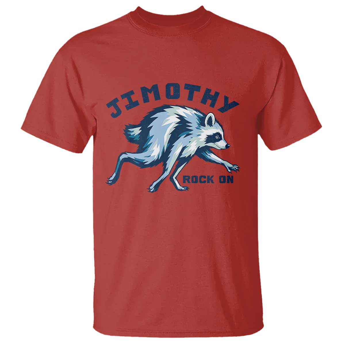 Rock On Jimothy the Raccoon Blue Graphic T Shirt Vintage Viral Seattle Trash Panda
