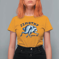 Rock On Jimothy the Raccoon Blue Graphic T Shirt For Women Vintage Viral Seattle Trash Panda