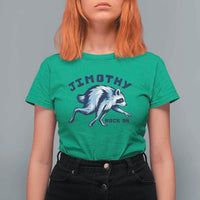 Rock On Jimothy the Raccoon Blue Graphic T Shirt For Women Vintage Viral Seattle Trash Panda