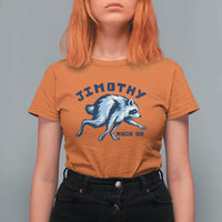 Rock On Jimothy the Raccoon Blue Graphic T Shirt For Women Vintage Viral Seattle Trash Panda