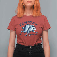 Rock On Jimothy the Raccoon Blue Graphic T Shirt For Women Vintage Viral Seattle Trash Panda