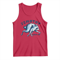 Rock On Jimothy the Raccoon Blue Graphic Tank Top Vintage Viral Seattle Trash Panda