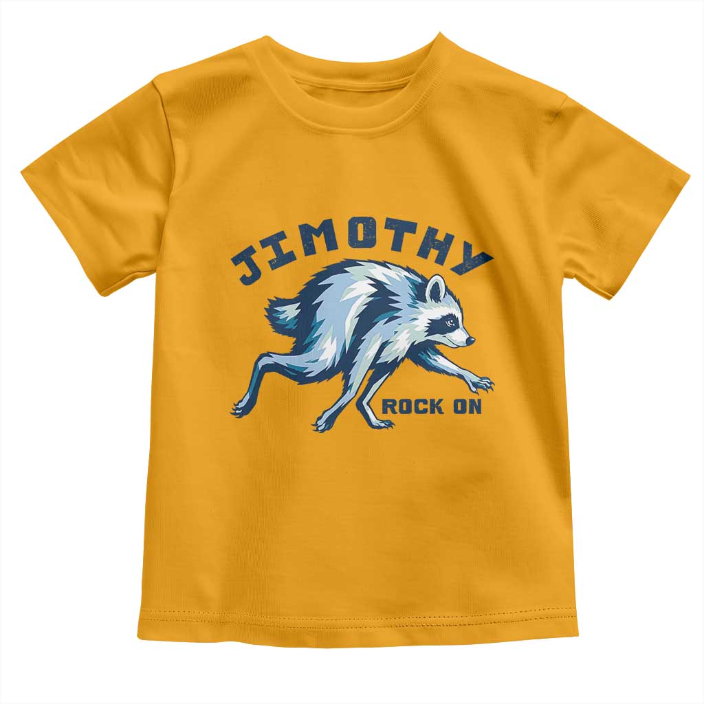 Rock On Jimothy the Raccoon Blue Graphic Toddler T Shirt Vintage Viral Seattle Trash Panda