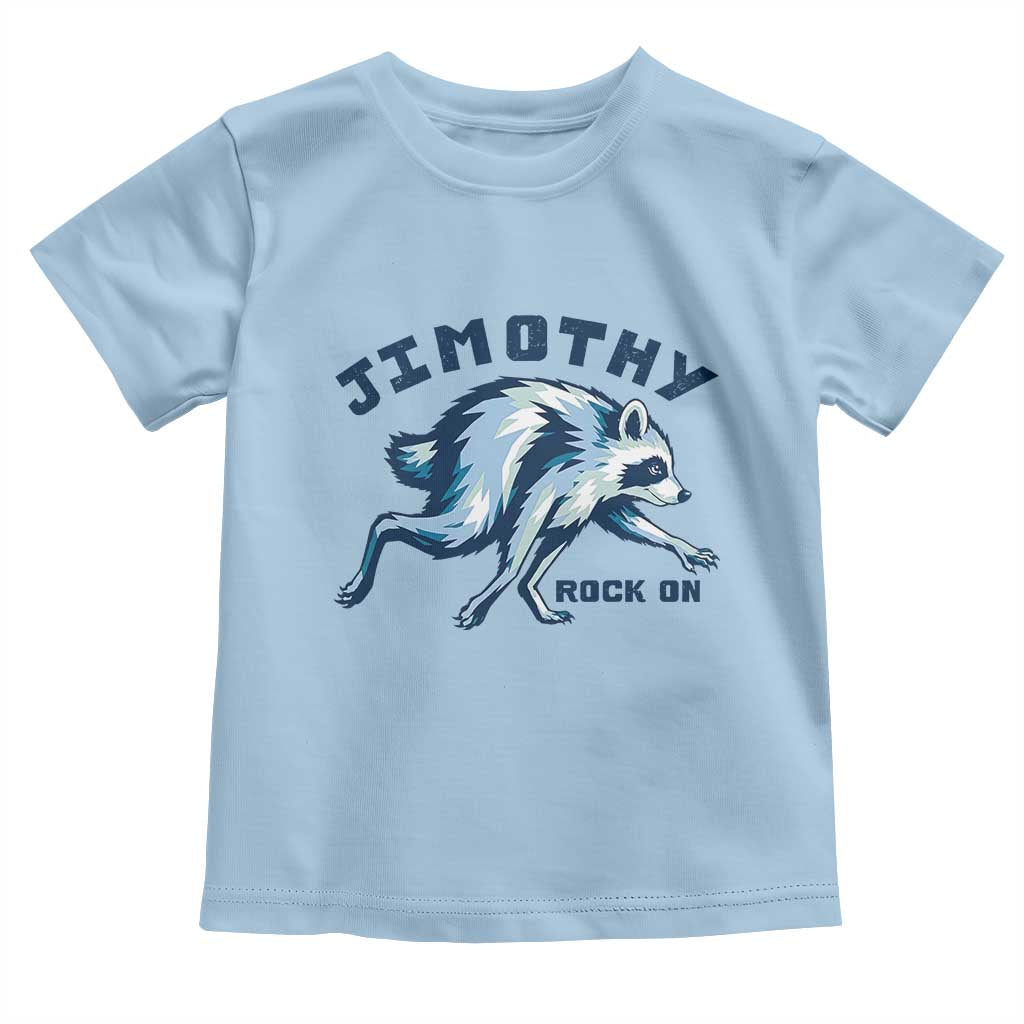 Rock On Jimothy the Raccoon Blue Graphic Toddler T Shirt Vintage Viral Seattle Trash Panda