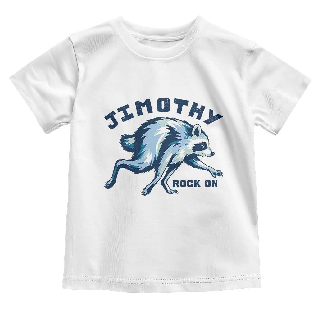 Rock On Jimothy the Raccoon Blue Graphic Toddler T Shirt Vintage Viral Seattle Trash Panda