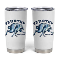 Rock On Jimothy the Raccoon Blue Graphic Tumbler Cup Vintage Viral Seattle Trash Panda
