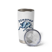 Rock On Jimothy the Raccoon Blue Graphic Tumbler Cup Vintage Viral Seattle Trash Panda