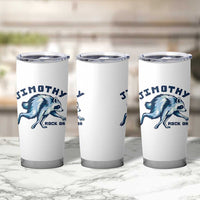 Rock On Jimothy the Raccoon Blue Graphic Tumbler Cup Vintage Viral Seattle Trash Panda