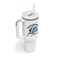 Rock On Jimothy the Raccoon Blue Graphic Tumbler With Handle Vintage Viral Seattle Trash Panda