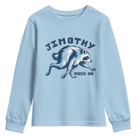 Rock On Jimothy the Raccoon Blue Graphic Youth Sweatshirt Vintage Viral Seattle Trash Panda