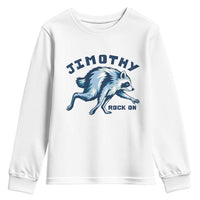Rock On Jimothy the Raccoon Blue Graphic Youth Sweatshirt Vintage Viral Seattle Trash Panda
