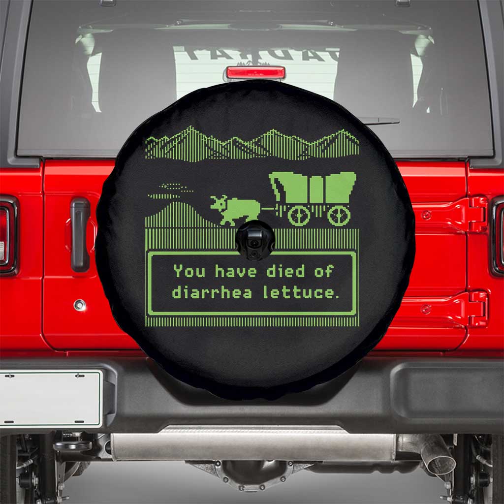 Retro 8-Bit Pixel 80s Game Over Parody Graphic Spare Tire Cover You Have Died Of Diarrhea Lettuce
