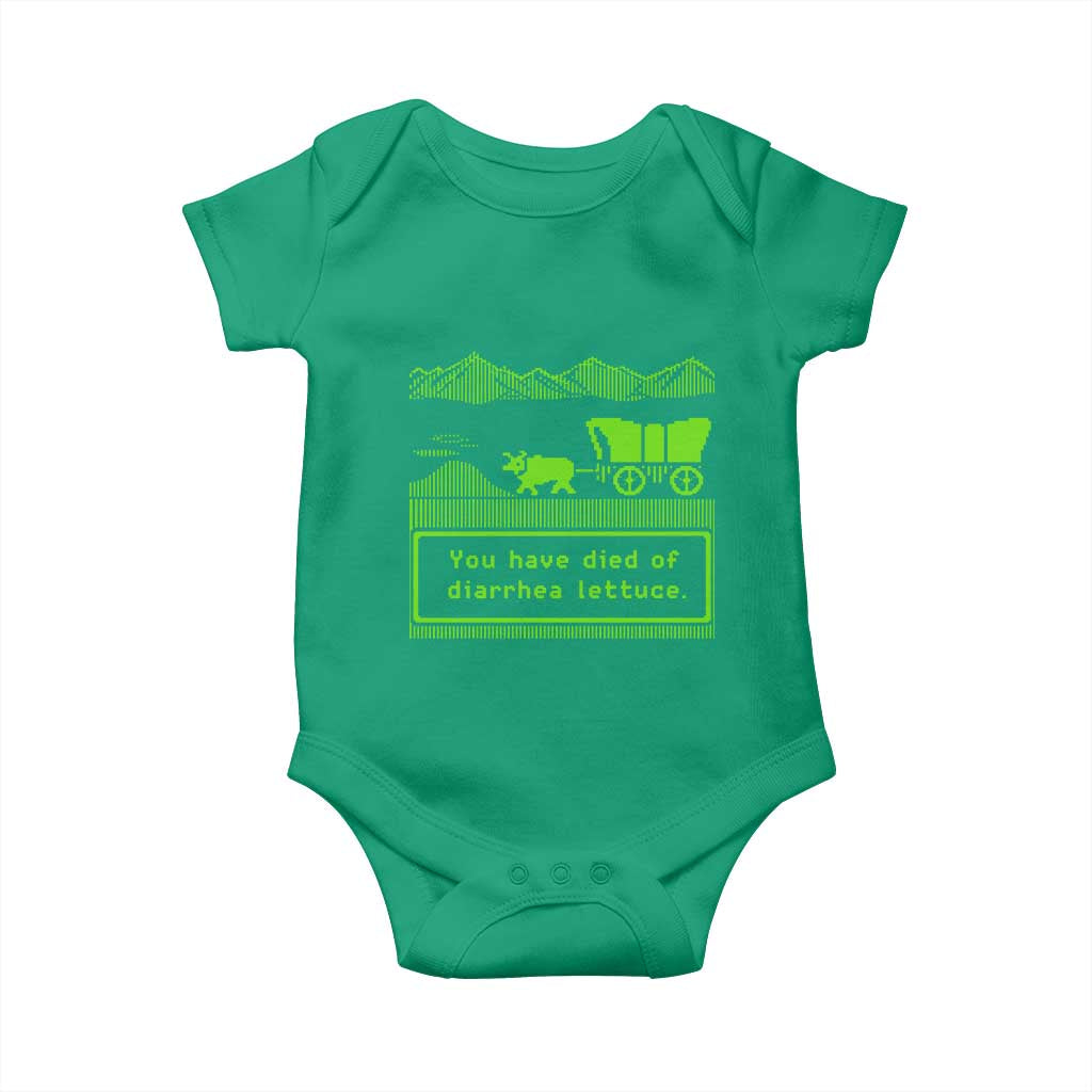 Retro 8-Bit Pixel 80s Game Over Parody Graphic Baby Onesie You Have Died Of Diarrhea Lettuce