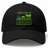 Retro 8-Bit Pixel 80s Game Over Parody Graphic Baseball Cap You Have Died Of Diarrhea Lettuce