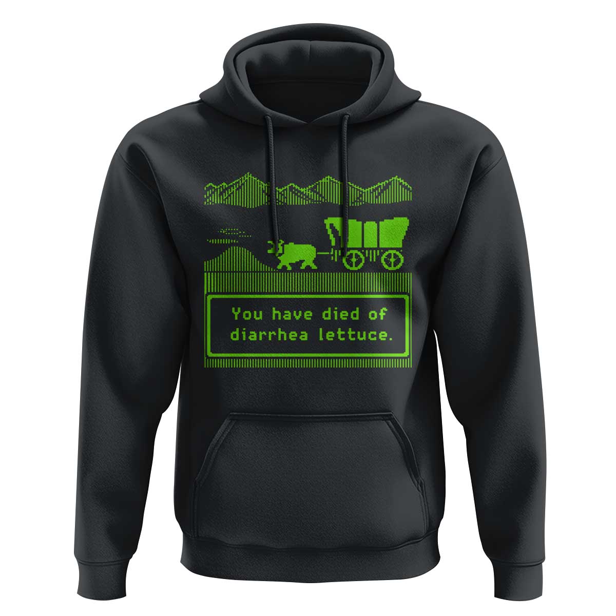 Retro 8-Bit Pixel 80s Game Over Parody Graphic Hoodie You Have Died Of Diarrhea Lettuce