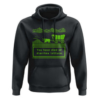 Retro 8-Bit Pixel 80s Game Over Parody Graphic Hoodie You Have Died Of Diarrhea Lettuce