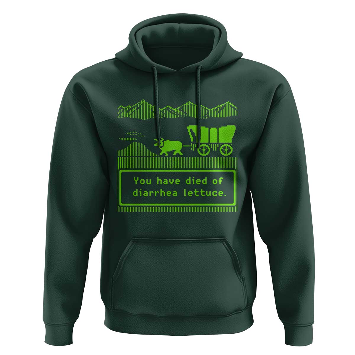 Retro 8-Bit Pixel 80s Game Over Parody Graphic Hoodie You Have Died Of Diarrhea Lettuce