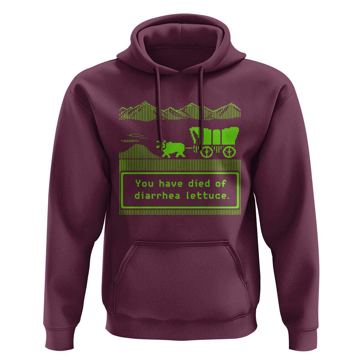 Retro 8-Bit Pixel 80s Game Over Parody Graphic Hoodie You Have Died Of Diarrhea Lettuce