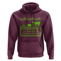 Retro 8-Bit Pixel 80s Game Over Parody Graphic Hoodie You Have Died Of Diarrhea Lettuce