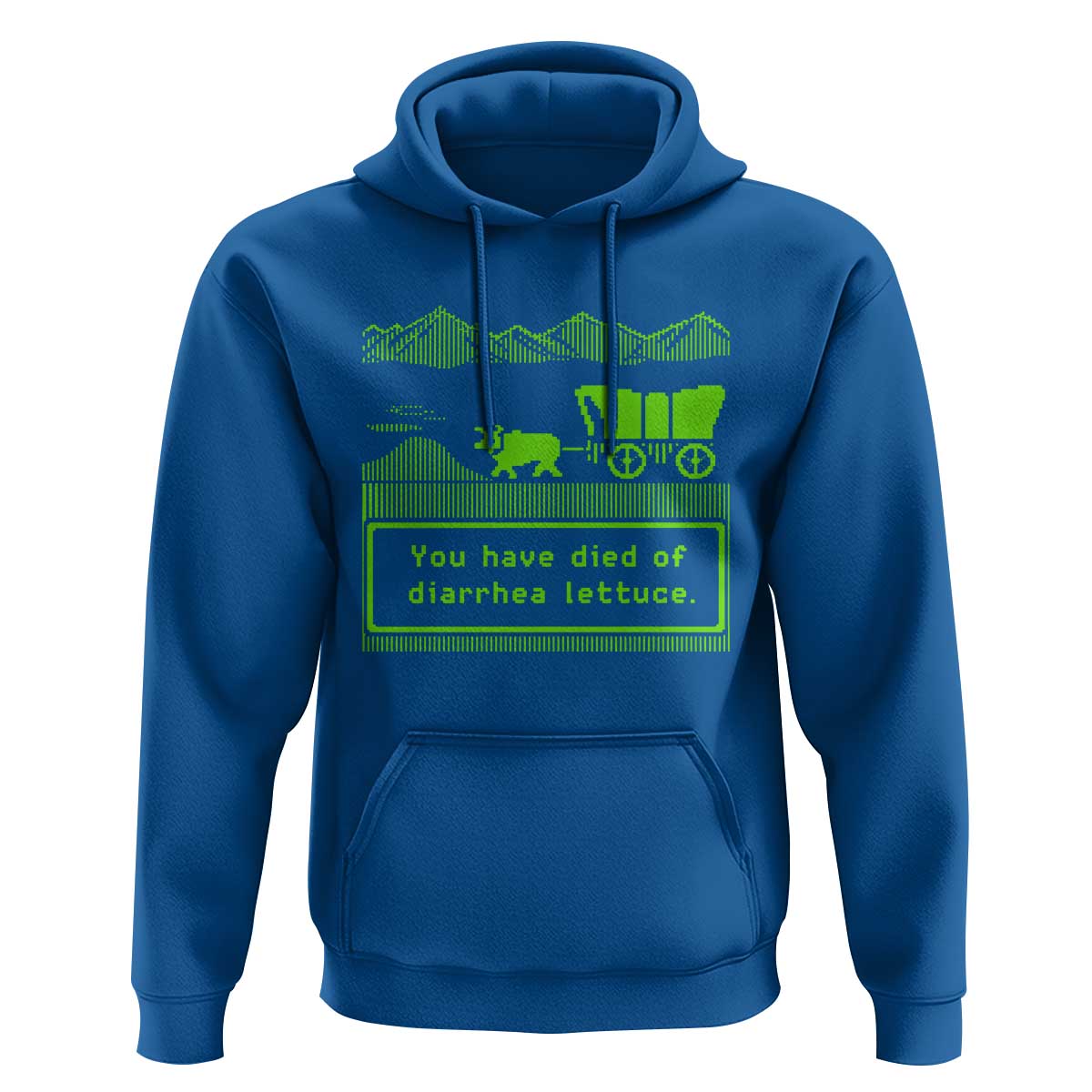 Retro 8-Bit Pixel 80s Game Over Parody Graphic Hoodie You Have Died Of Diarrhea Lettuce
