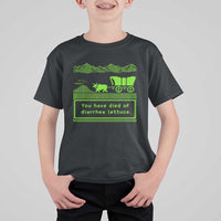 Retro 8-Bit Pixel 80s Game Over Parody Graphic T Shirt For Kid You Have Died Of Diarrhea Lettuce