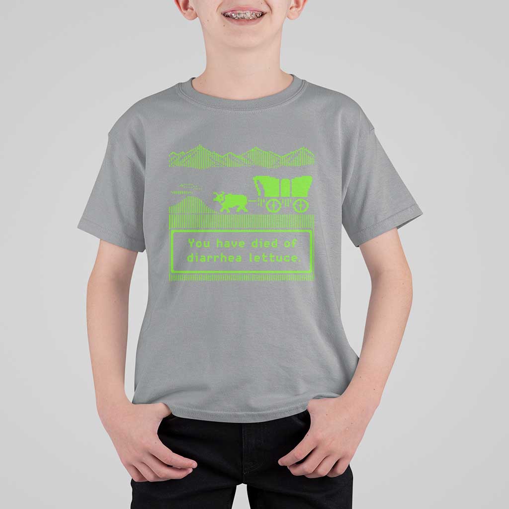 Retro 8-Bit Pixel 80s Game Over Parody Graphic T Shirt For Kid You Have Died Of Diarrhea Lettuce