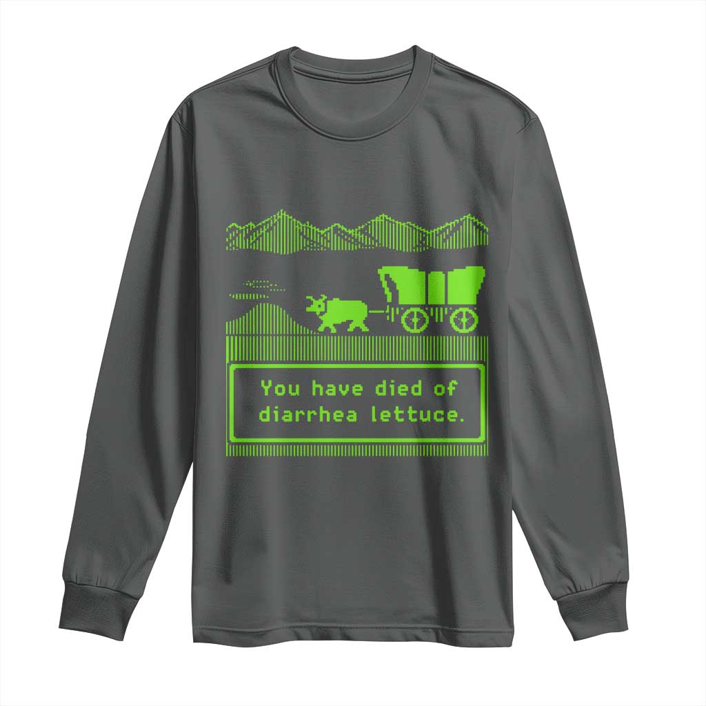 Retro 8-Bit Pixel 80s Game Over Parody Graphic Long Sleeve Shirt You Have Died Of Diarrhea Lettuce