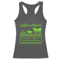 Retro 8-Bit Pixel 80s Game Over Parody Graphic Racerback Tank Top You Have Died Of Diarrhea Lettuce