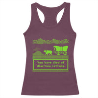 Retro 8-Bit Pixel 80s Game Over Parody Graphic Racerback Tank Top You Have Died Of Diarrhea Lettuce