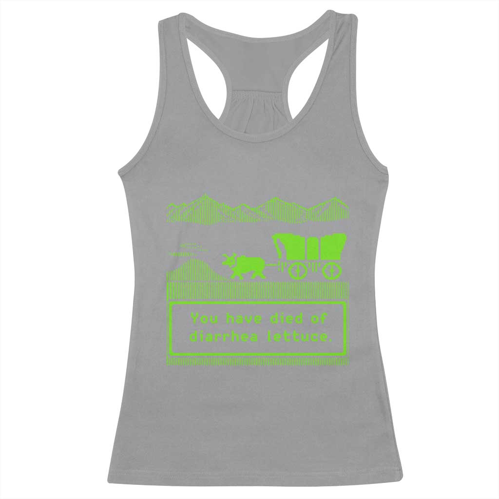 Retro 8-Bit Pixel 80s Game Over Parody Graphic Racerback Tank Top You Have Died Of Diarrhea Lettuce