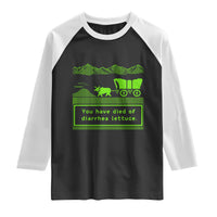 Retro 8-Bit Pixel 80s Game Over Parody Graphic Raglan Shirt You Have Died Of Diarrhea Lettuce
