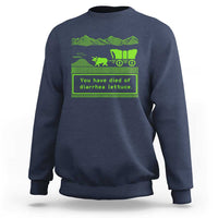 Retro 8-Bit Pixel 80s Game Over Parody Graphic Sweatshirt You Have Died Of Diarrhea Lettuce