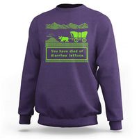 Retro 8-Bit Pixel 80s Game Over Parody Graphic Sweatshirt You Have Died Of Diarrhea Lettuce