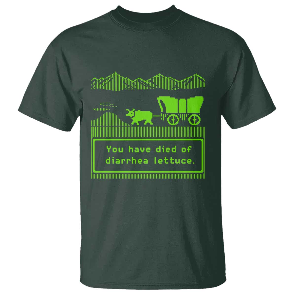 Retro 8-Bit Pixel 80s Game Over Parody Graphic T Shirt You Have Died Of Diarrhea Lettuce