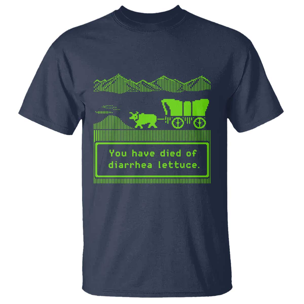 Retro 8-Bit Pixel 80s Game Over Parody Graphic T Shirt You Have Died Of Diarrhea Lettuce